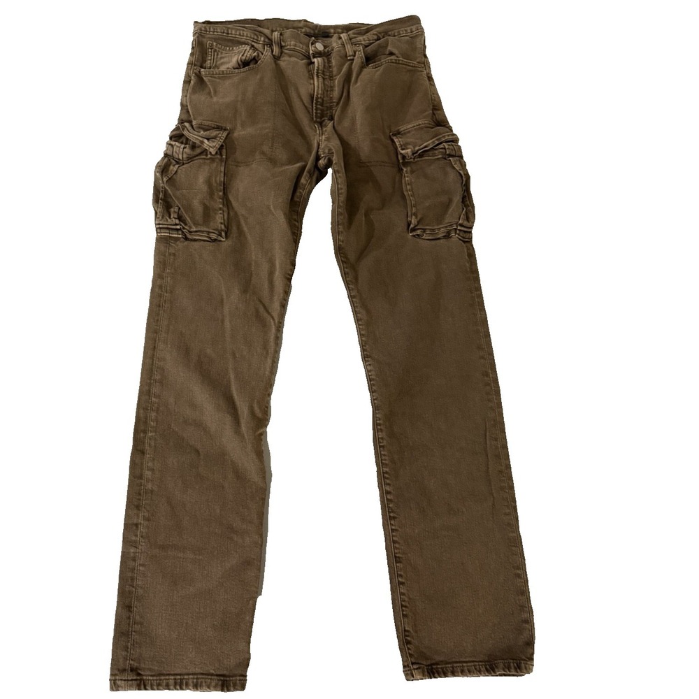 Fyre Men's Brown Cargo  Denim Jeans Tag Size 34‎  Utility Military Work Wear